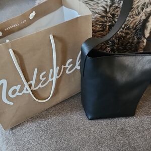 Madewell Sleek Black Leather Tote